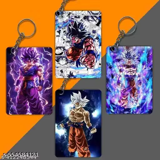 Son Goku Printed Keychains | Ideal for Keyholder, Car, Bike & Scooty Keychains | Pack of 4