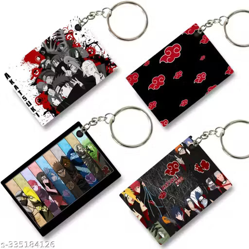 Replix Premium (Pack of 4) Anime Printed Keychain For Bike, Scooty, Car, Acrylic Keyholder (Akatsuki)