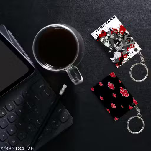 Replix Premium (Pack of 4) Anime Printed Keychain For Bike, Scooty, Car, Acrylic Keyholder (Akatsuki)