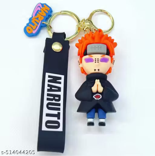 Naruto Anime Pain Nagato Character Keychain with Black Strap Tag, Collectible Figurine