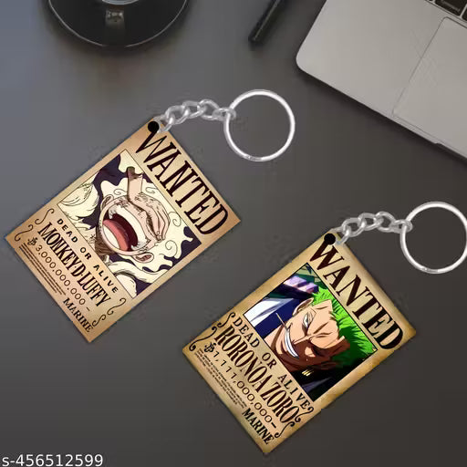 One Piece Anime Printed Acrylic Keychains | Pack of 4 |