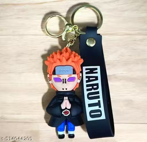 Naruto Anime Pain Nagato Character Keychain with Black Strap Tag, Collectible Figurine