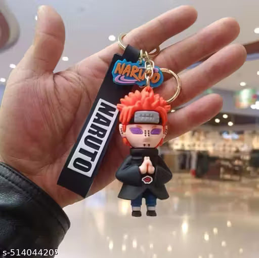 Naruto Anime Pain Nagato Character Keychain with Black Strap Tag, Collectible Figurine